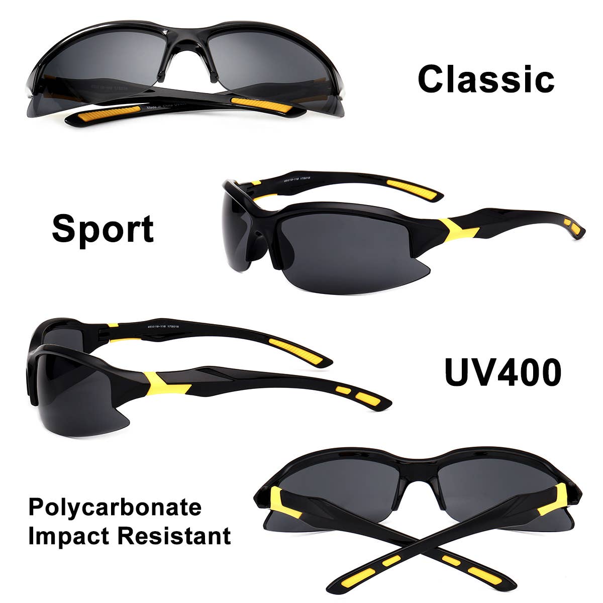 Trio Trading - Wholesale Sunglasses - Unisex - 100 Pack Half Frame Sport Sunglasses with Hard Case Set1