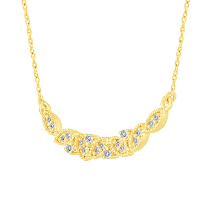 Fifth and Fine - Wholesale Pendant/Charm Necklace - 1/5 Cttw Diamond Mosaic Crescent Moon Smile Bar Pendant Neck