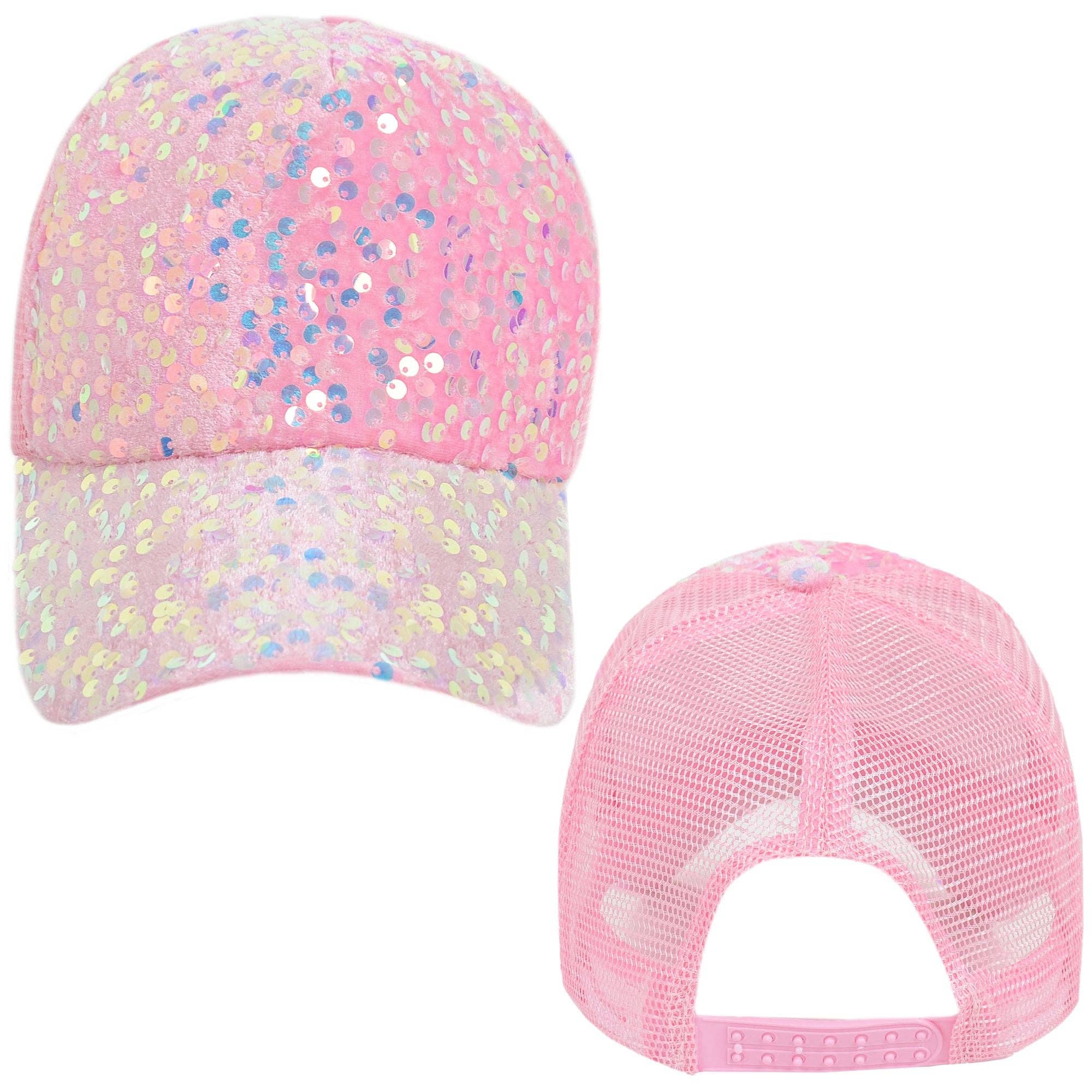 AK Brand - Wholesale Ponytail Cap - Women's - Women's Sparkly Sequin Baseball Cap Messy Low Bun Ponycap19