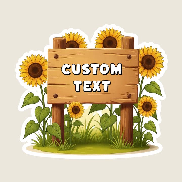 Rustik Solsikkemark Skilt Tilpasset Klistermærke for engroshandel hos Shoreline Summit