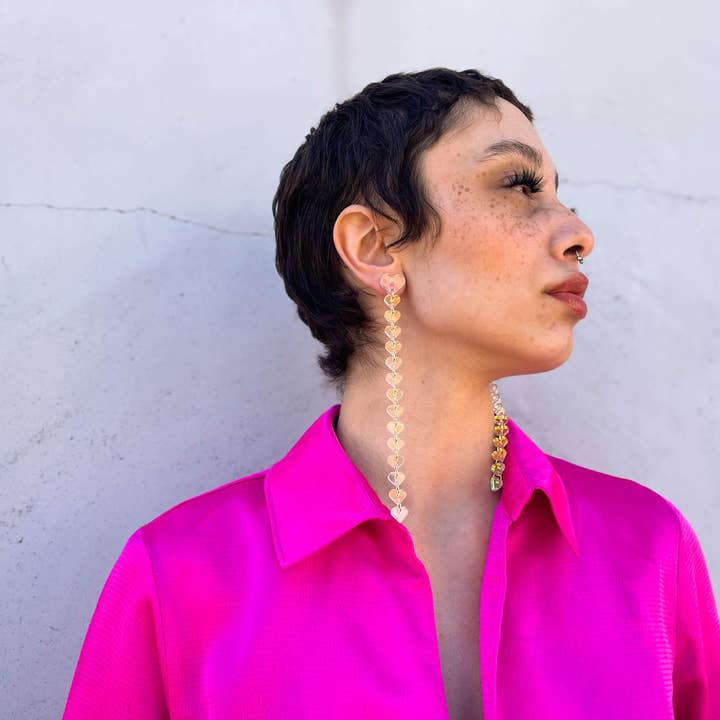 LUNA & SAYA - Vente Boucles d'oreilles pendantes - Boucles d'oreilles à bandoulière en forme de cœur | Boucles d'oreilles amusantes | Statement7