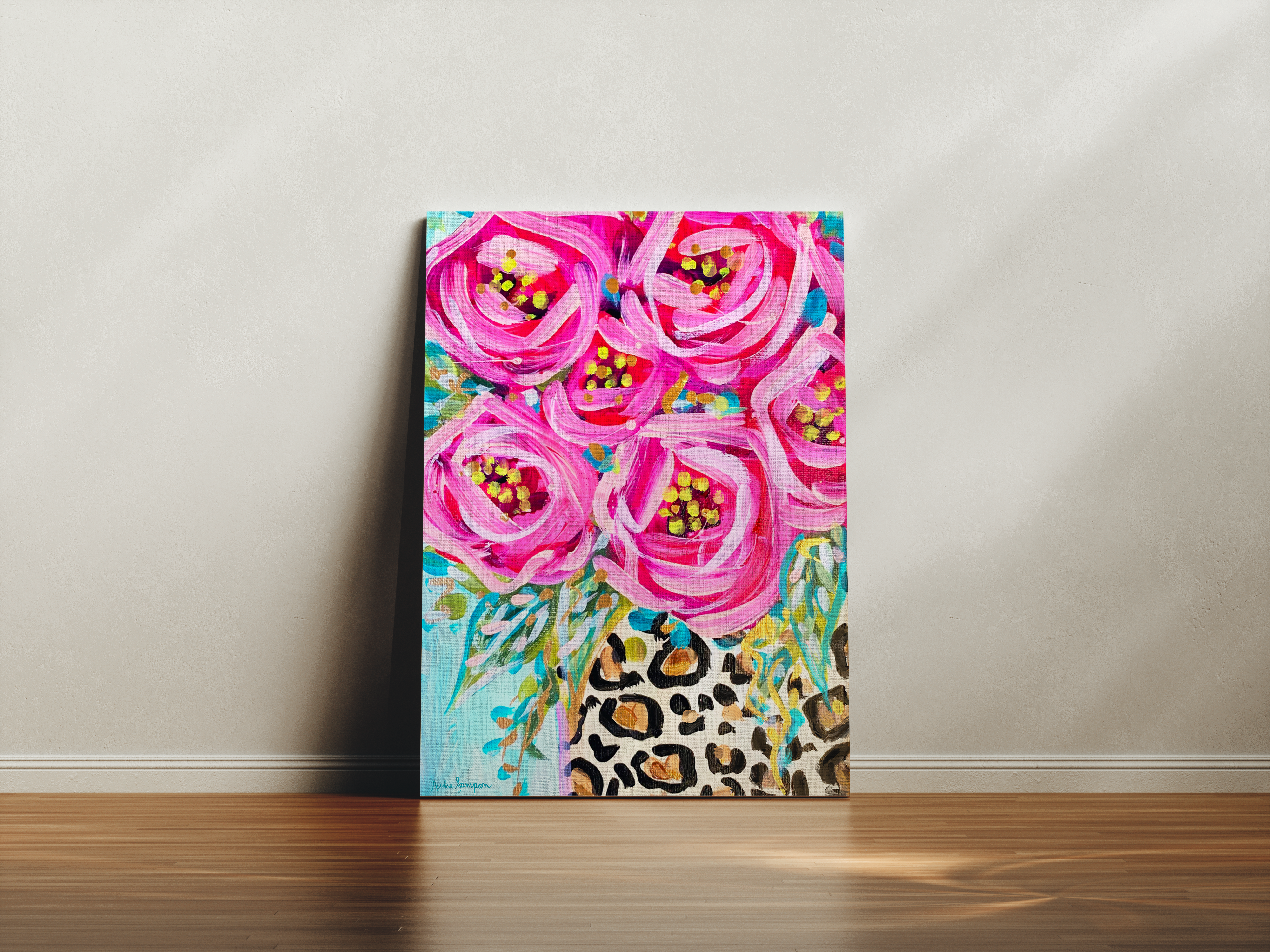 Audra Style - Wholesale Art Print - Leopard Rose Floral Canvas Print - Bouquet Art Painting1