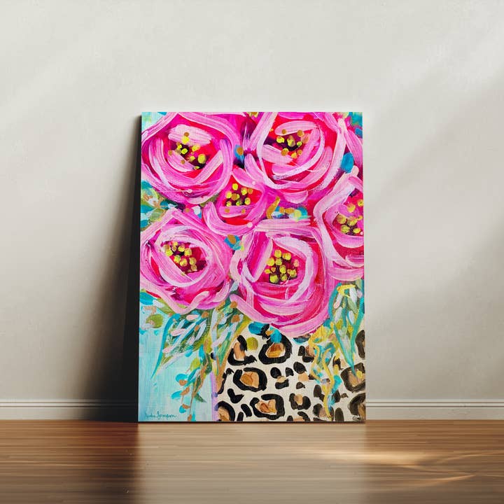 Audra Style - Wholesale Art Print - Leopard Rose Floral Canvas Print - Bouquet Art Painting1