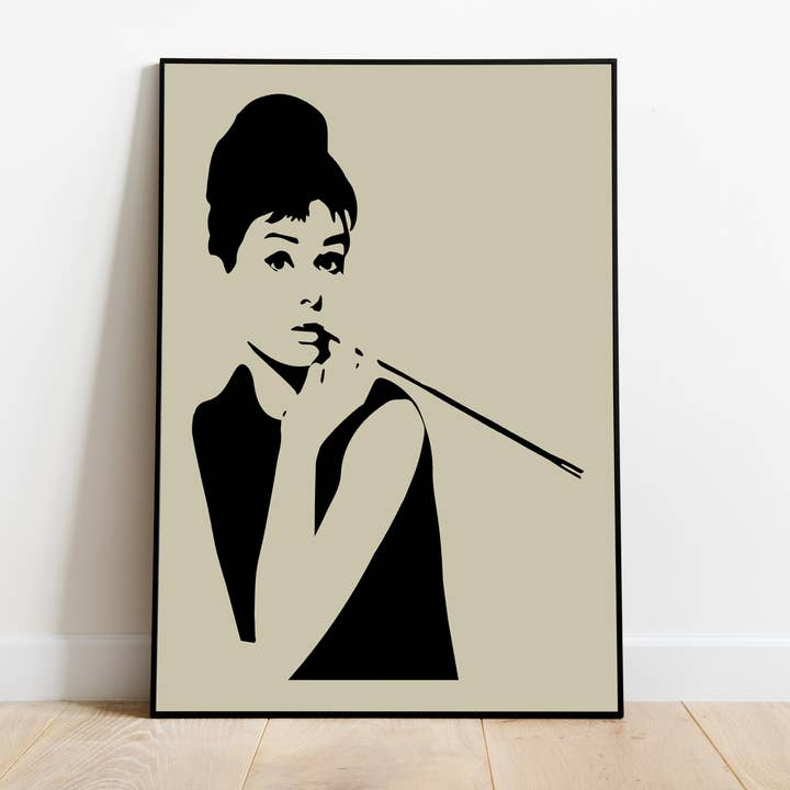 Audrey Hepburn, Kitchen Print, Minimalist Wall Art for wholesale by Jaffa Orange