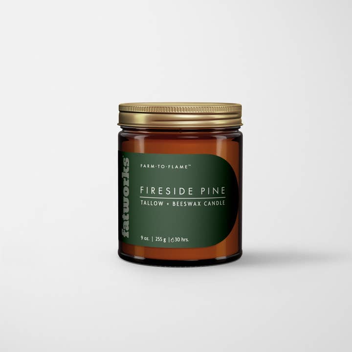 Fatworks - Wholesale Jar/Filled Candle - Grass-Fed Tallow Candle- Fireside Pine1
