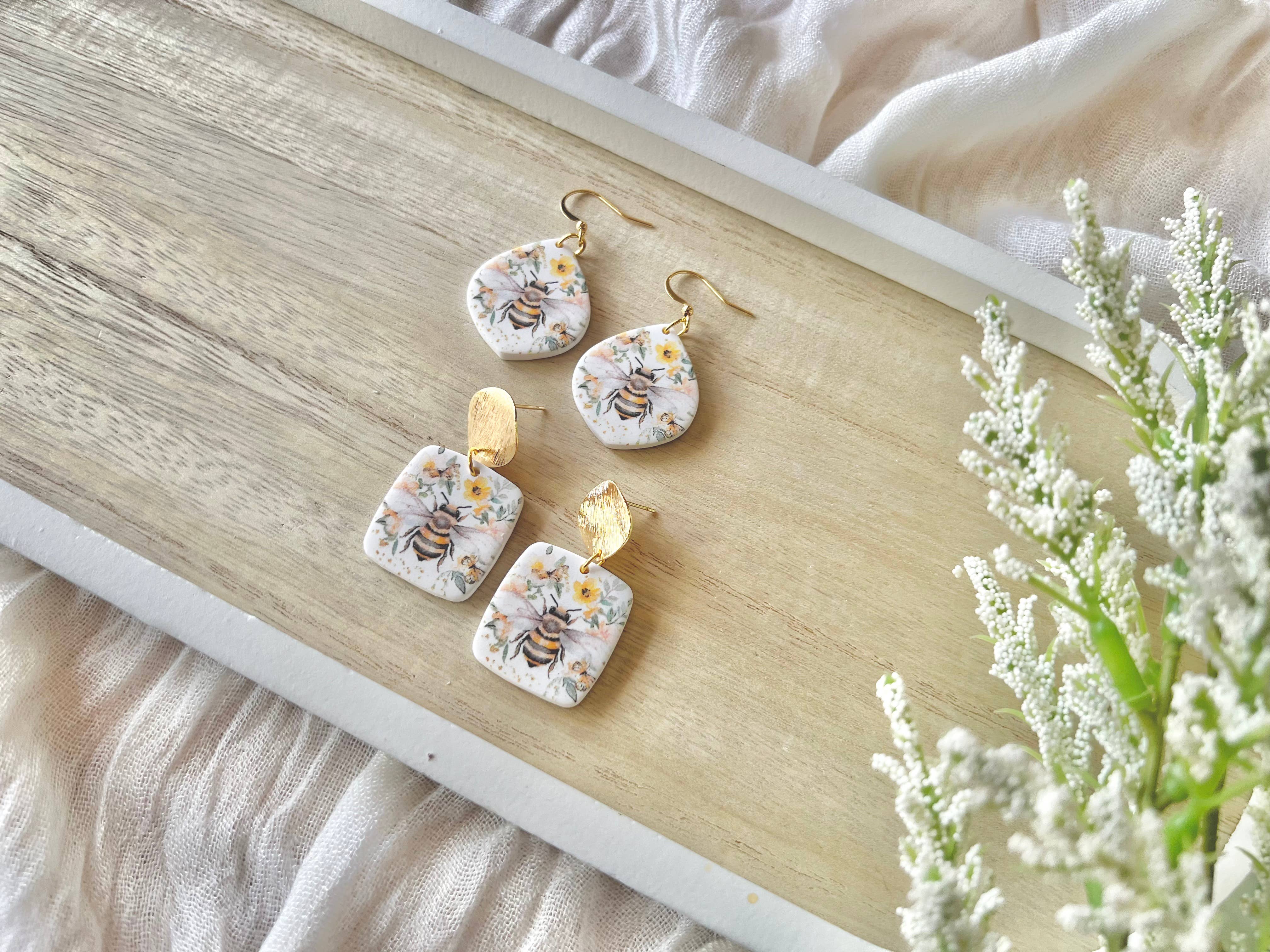 SeizeTheClayJewelry – Brincos de argola por atacado – Brincos de Abelha, Brincos de Argila de Abelha, Brincos de Abelha Mel6