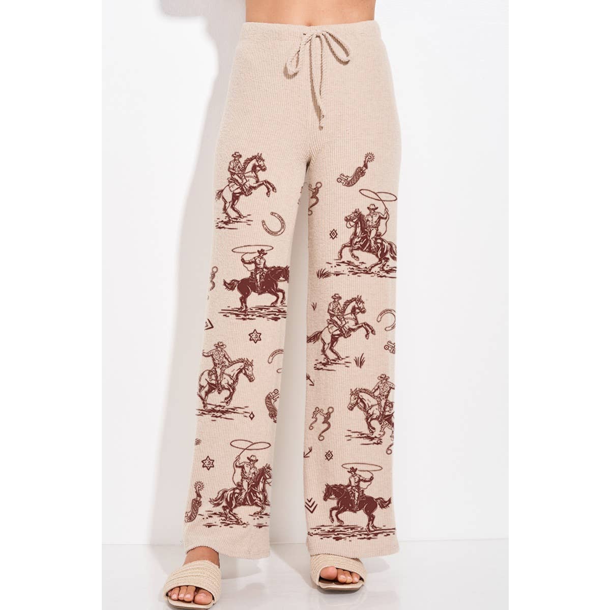 Phil Love - Venta al por mayor Conjunto de ropa cómoda - Mujer - Conjunto de ropa de salón con capucha y estampado de canalé Desert Cowgirl 19