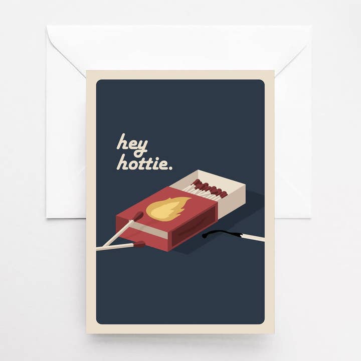 Hey Hottie - Valentijnsverjaardagskaart - Lucifersdoosje voor wholesale door Katiebird Prints