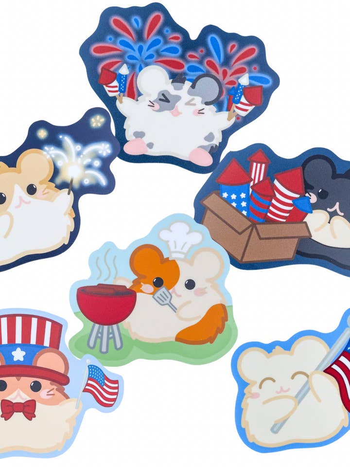 Pegatinas de hámster del Día de la Independencia para venta al por mayor de The Bellinghamsters