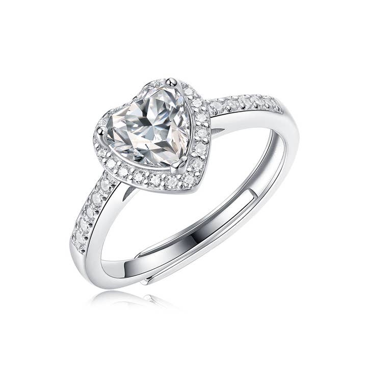 SS 1.1ct Lab-Grown Moissanite Heart Halo Engagement Ring for wholesale by Genevive