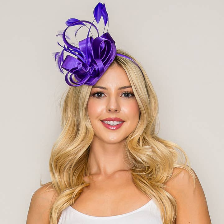 Feather Loopy Bow Disc Fascinator for wholesale by SP Sophia Collection