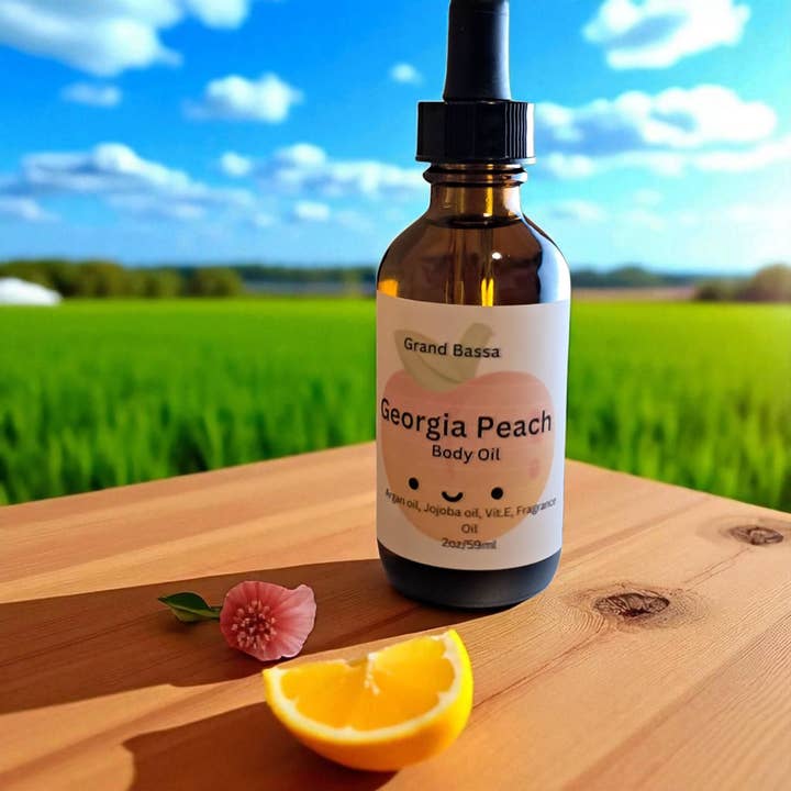 Óleo Corporal de Pêssego da Geórgia – Pele Radiante com um Suculento Pêssego por atacado de Grand Bassa Candle Co.