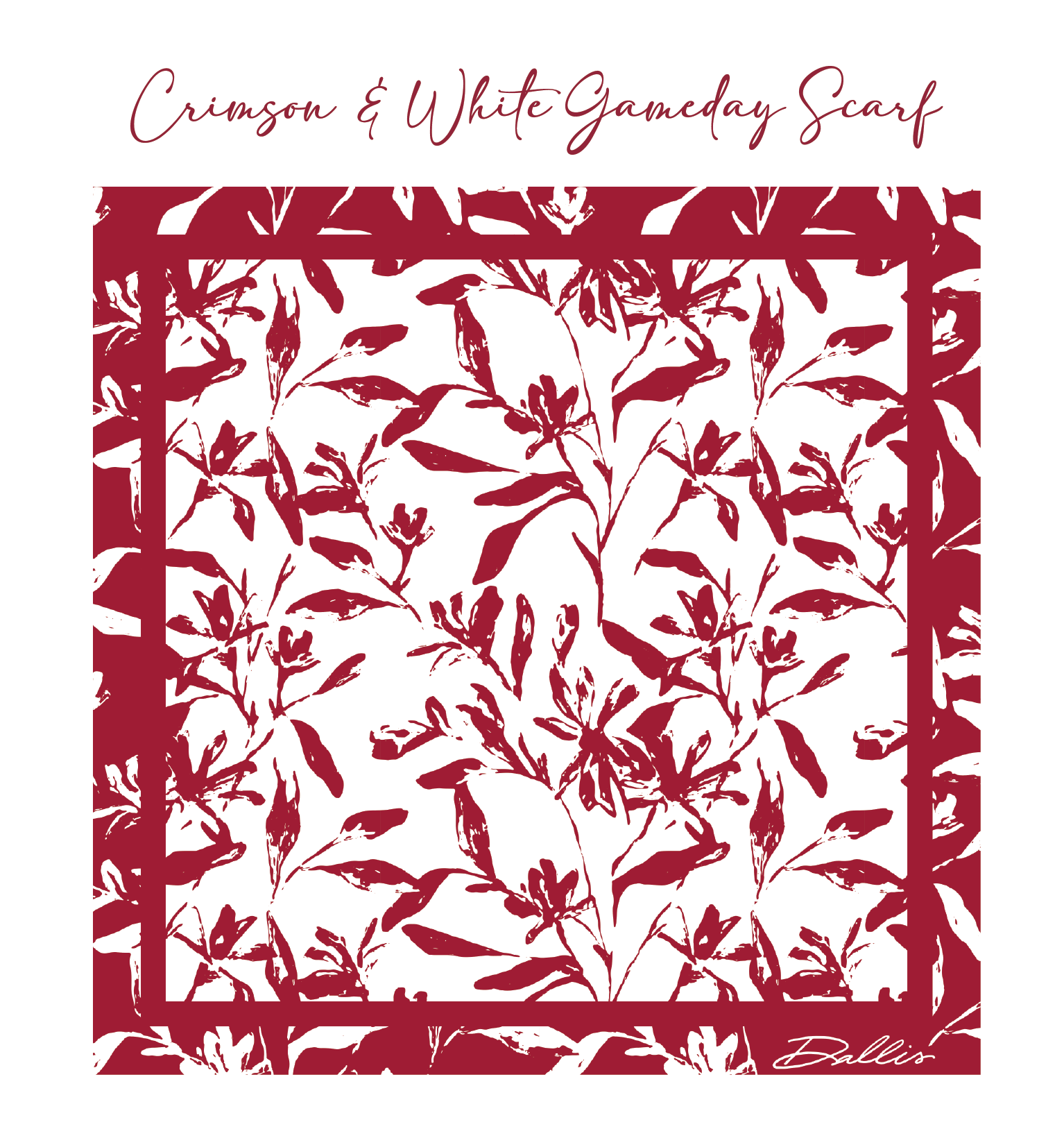 Dallis Foshee Art & Design, LLC - Wholesale Scarf - Women's - Crimson + White Gameday Scarf1