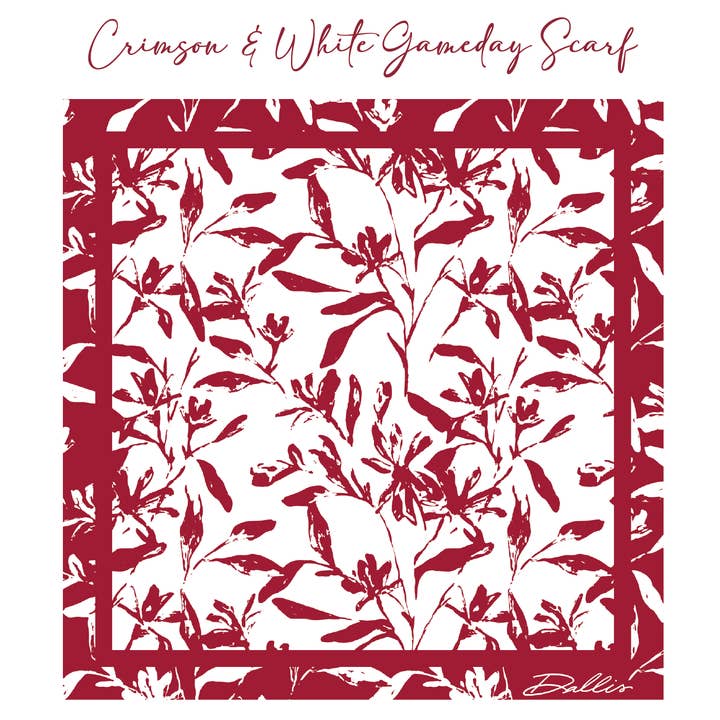 Dallis Foshee Art & Design, LLC - Wholesale Scarf - Women's - Crimson + White Gameday Scarf1