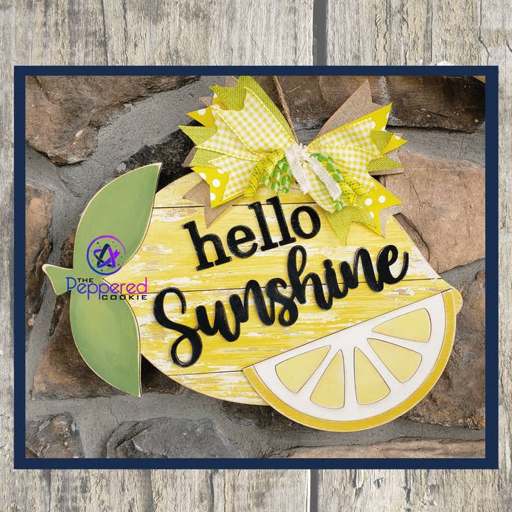 The Peppered Cookie - Wholesale DIY Craft Kit - Door Hanger - Hello Sunshine Lemon UNFINISHED0