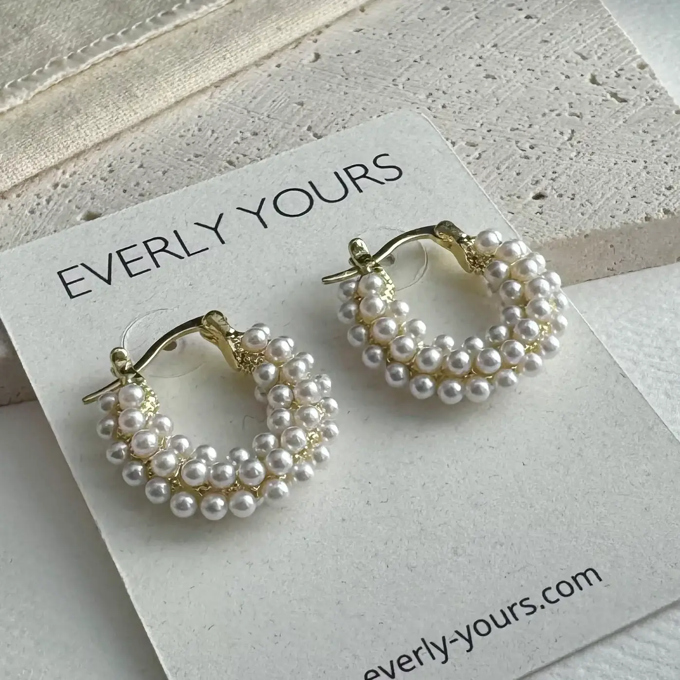 Everly Yours - Wholesale Hoop Earrings - Aurelia 14K Gold Pearl Hoops6