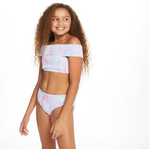 Andy & Evan - Wholesale Two Piece Swimsuit - Kids - Girls Tween Tie Dye Cold Shoulder Bikini3