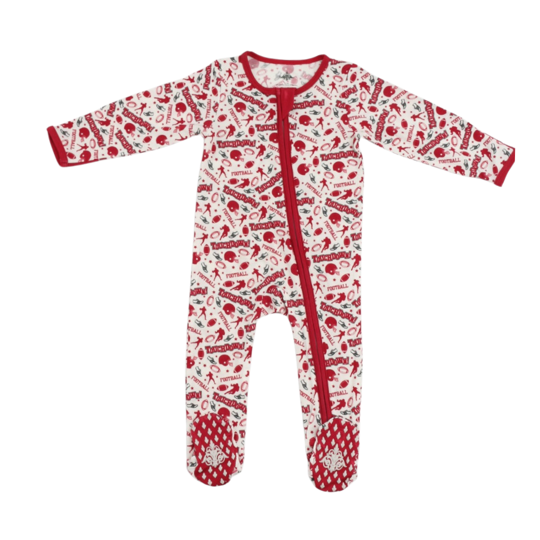 Belle Cher - Vente Barboteuse – bébé - Barboteuse de football rouge et blanche0