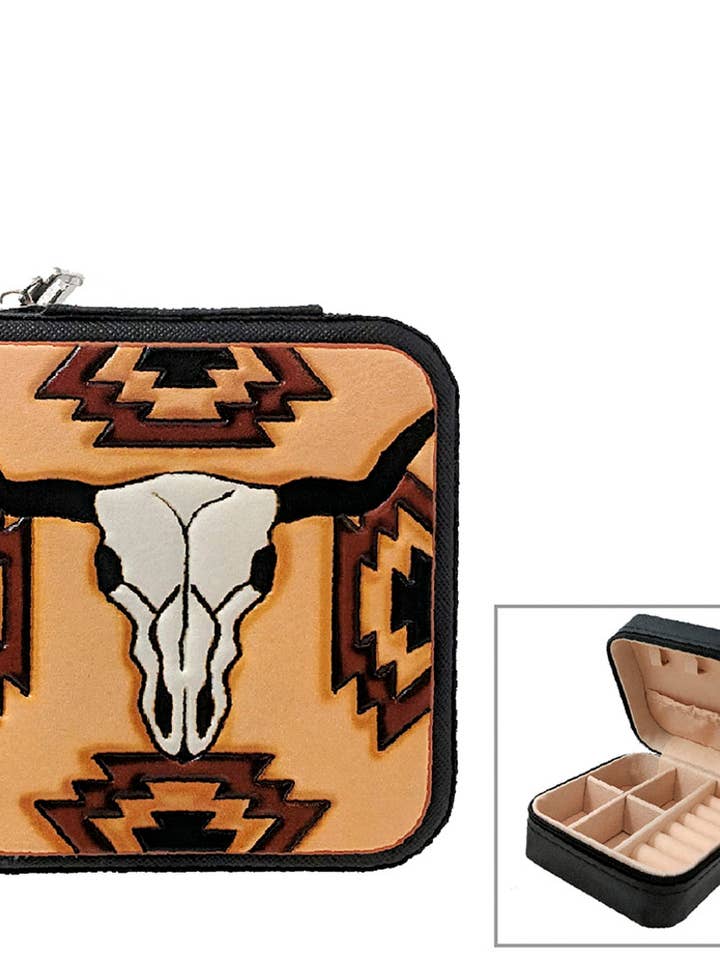 REISESCHMUCKKÄSTCHEN AUS LEDER MIT WESTERNMOTIV 81 für den Großhandel von anbfashion