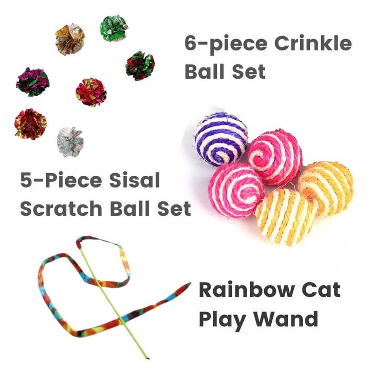 Cat Box Classics - Wholesale Pet Toy - Cat - 6-Piece Cat Crinkle Balls Play Pack