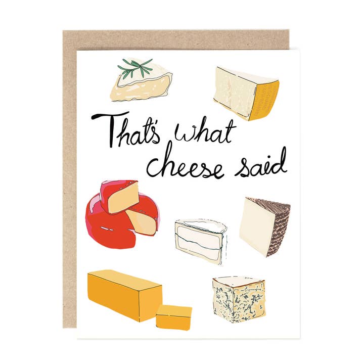 That's what cheese said (cheese pun) valentine card for wholesale by Drawn Goods