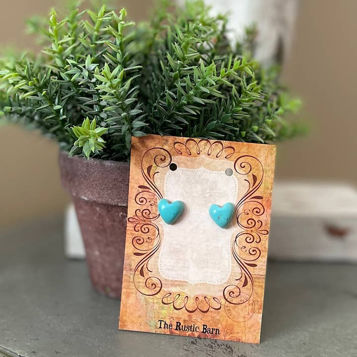 The Rustic Barn - Wholesale Stud/Post Earrings - Turquoise heart post earrings1