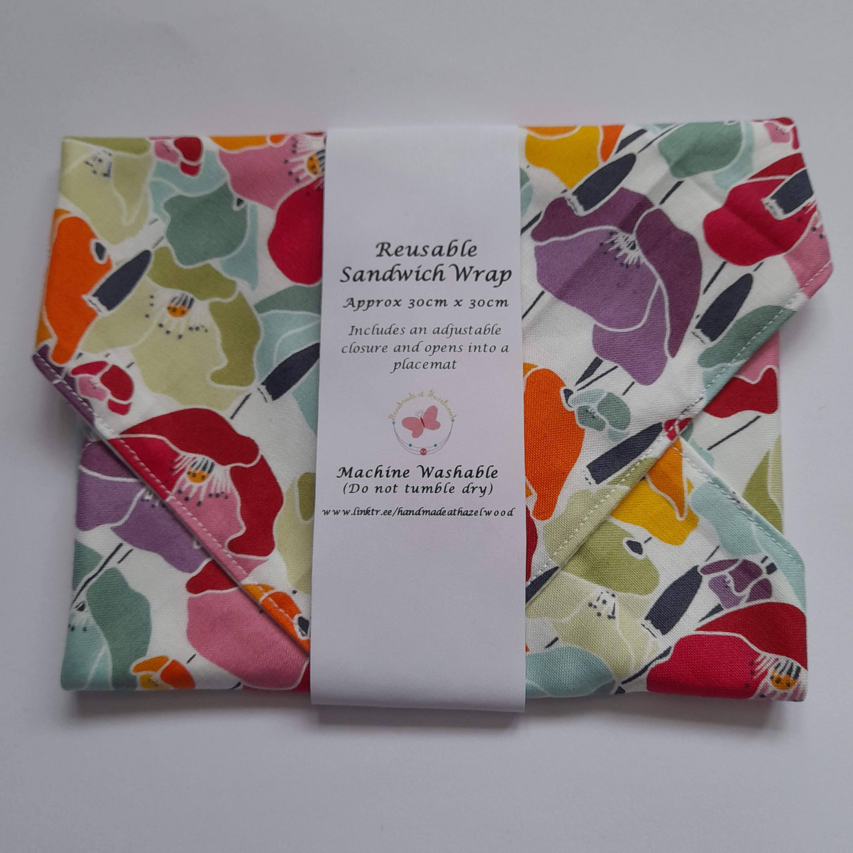 Handmade at Hazelwood - Wholesale Food Storage Wrap/Bag - Floral Reusable Sandwich Wrap1