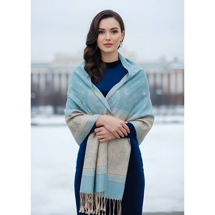 SERENITA - Wholesale Scarf - Women's - Lurex Section Metallic Paisley Pashmina Shawl Wrap Scarf12