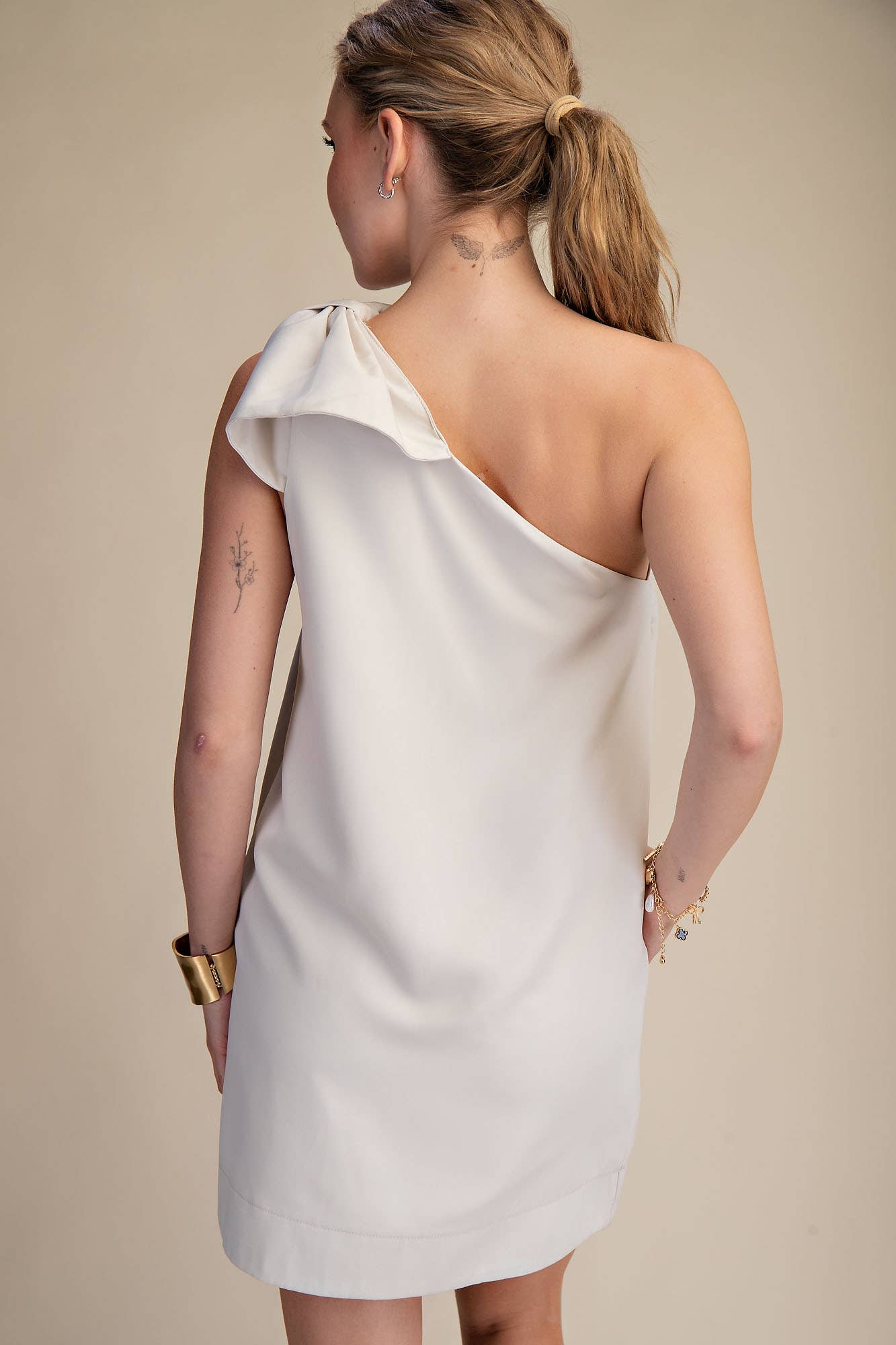 Glam - Wholesale Dress - Women's - Bow One Shoulder Mini Dress4