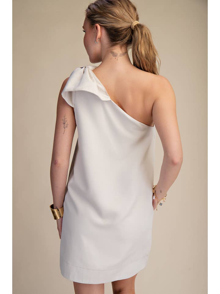 Glam - Wholesale Dress - Women's - Bow One Shoulder Mini Dress4