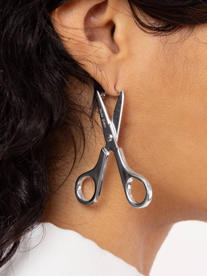 Scissor Earrings in Silver for wholesale by Coco Clem