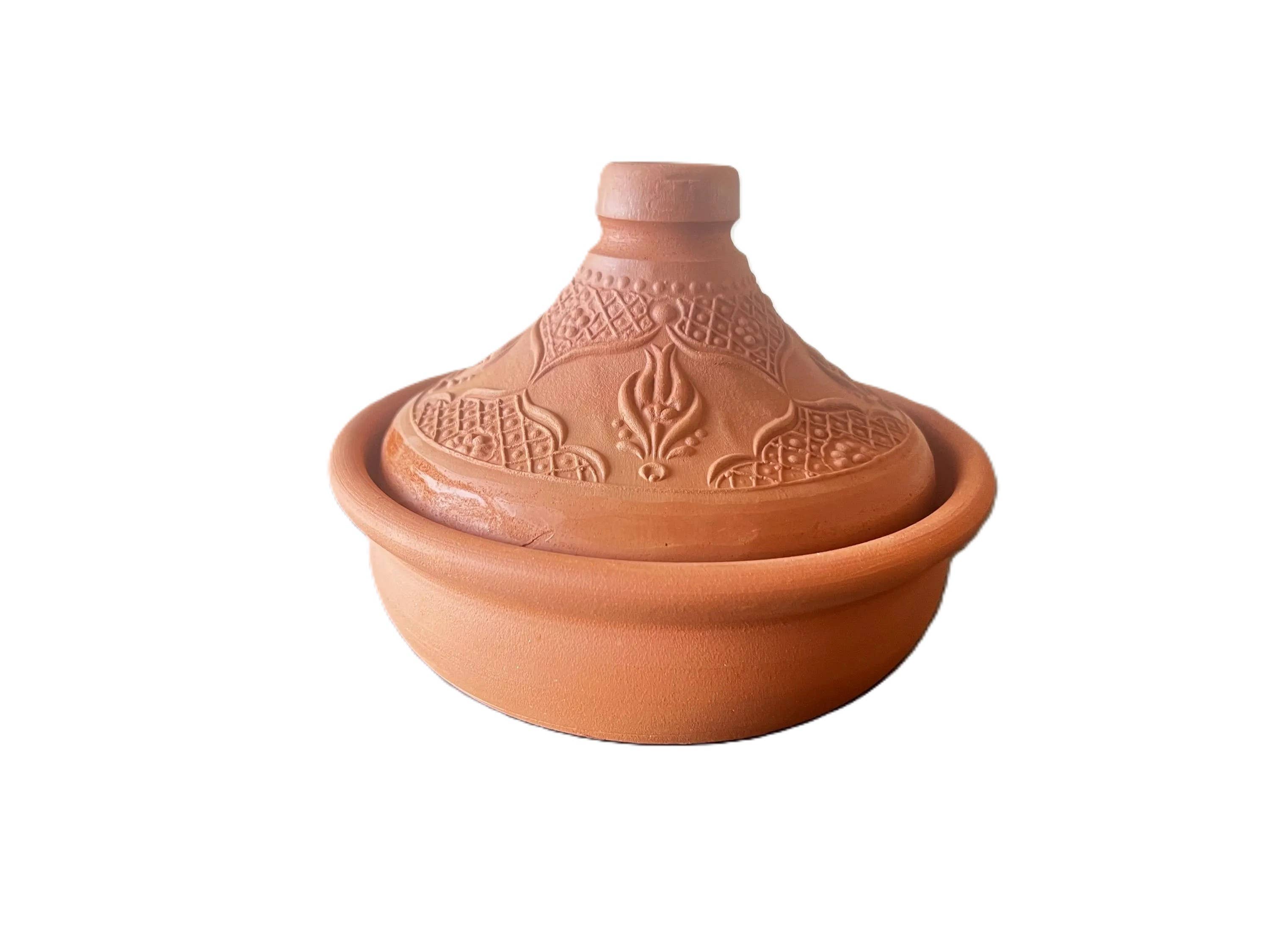 GJE Terracotta - Wholesale Cooking Pot - Unglazed Clay Targine Cooking Pot -8.5 inch