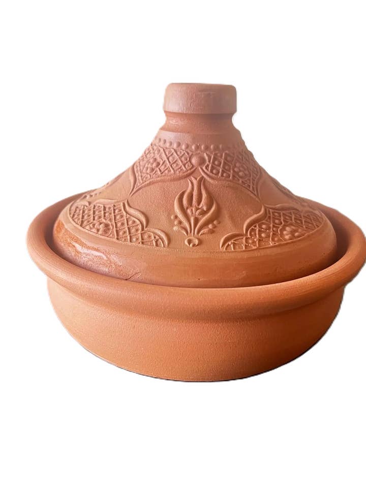 Unglazed Clay Targine Cooking Pot -8.5 inch for wholesale by GJE Terracotta