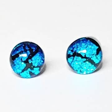 Turquoise Dichroic Glass Stud Earring for wholesale by Eclectic Woodchuck