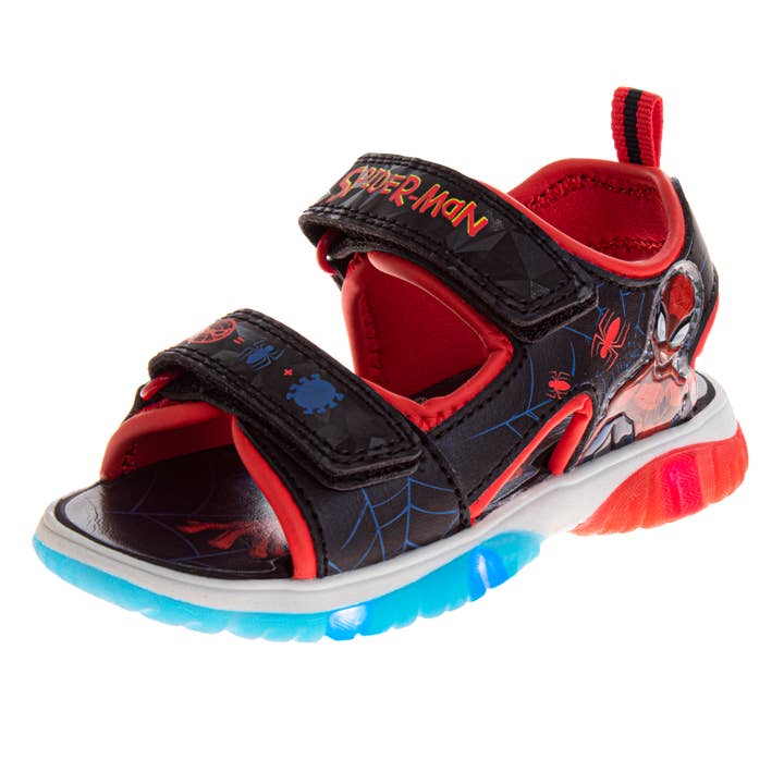 (Sur enfant/petit enfant) Sandales Marvel SpiderMan noires et rouges pour la vente par Josmo Shoes Inc