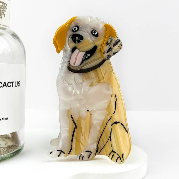 Cute Golden Retriever Hair Clip, Acetate Animal Claw Clip for wholesale by mildstyles