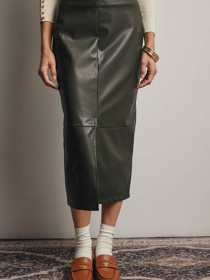 Gonna Midi con Spacco in Ecopelle FSK0002 per la vendita all'ingrosso da parte di Forte