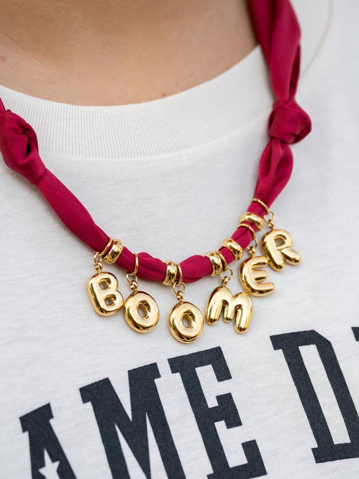 Scarf Charm Necklace - Game Day - BOOMER - Wholesale for wholesale by Girl Riot Society by Mosaic Makers Co