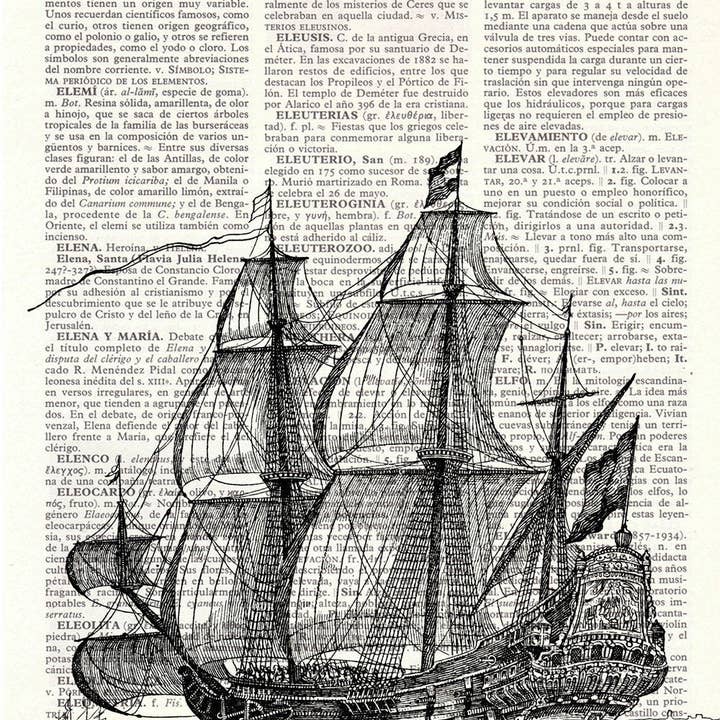 PRRINT! - Wholesale Art Print - Old ship print Dictionary Encyclopedia Page Book print1