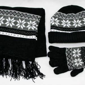 Scarf, Glove,Hat Set – Assorted Snowflake Designs for wholesale by Turnovers Inc
