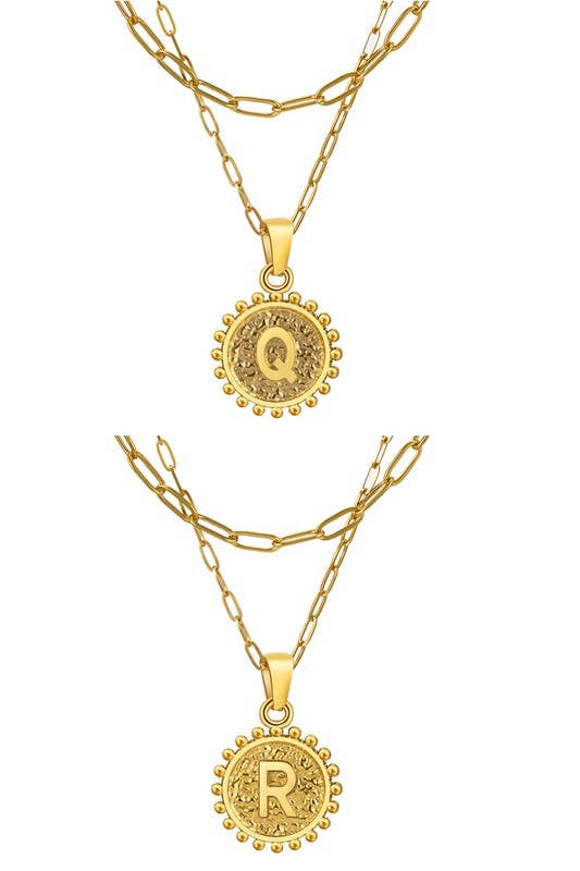 ACCITY - Wholesale Pendant/Charm Necklace - DOUBLE CHAIN INITIALS PENDANT NECKLACE_CWAJE1067