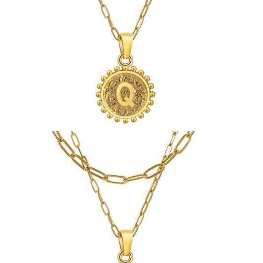 ACCITY - Wholesale Pendant/Charm Necklace - DOUBLE CHAIN INITIALS PENDANT NECKLACE_CWAJE1067