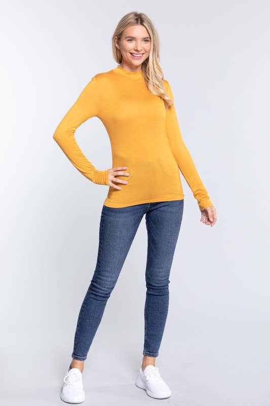 Active Basic | Active USA - Wholesale Knit Top - Women's - Long Sleeve Mock Neck Rayon Spandex Jersey Top2