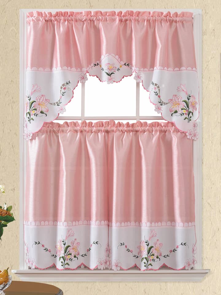 BT544-ROSA POLYESTER KÖKSGARDIN för wholesale av Jenin Home Furnishing Inc