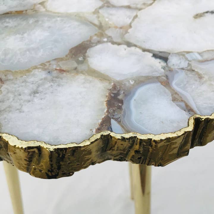 The Tangerine Store - Wholesale Coffee table - White Crystal Agate Organic Edge Side/Coffee Table1