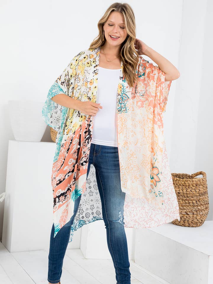 BLOMMIG TRYCKLAPP KIMONO för wholesale av LA Soul