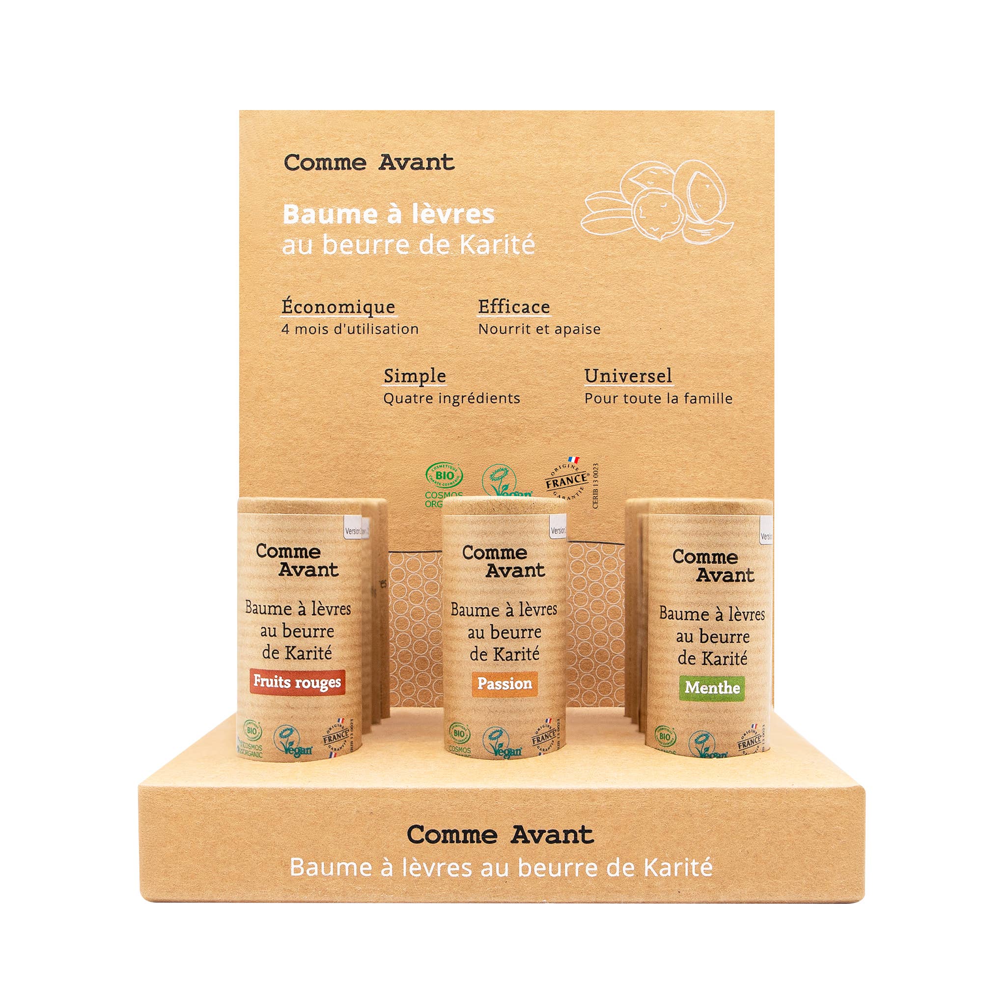 Comme Avant - Wholesale Lip Balm - Shea Butter Lip Balm Display14