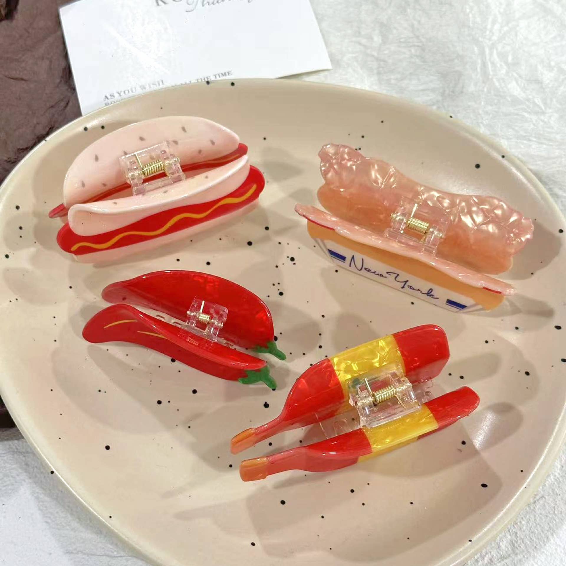 SoapElenGlen - Wholesale Hair Clip - Women's - Chili Sauce Hair Claw, Realistic Food Hot Dog Hair Clip5