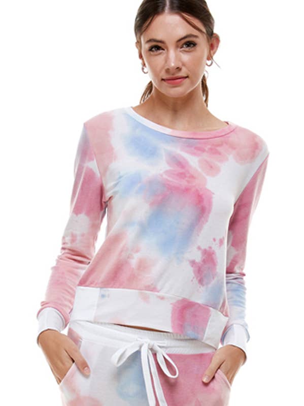 pajama lounge wear BRUSH TIE DYE PRINT JOGGER SET- 1013SET for wholesale by Follow Me Apparel