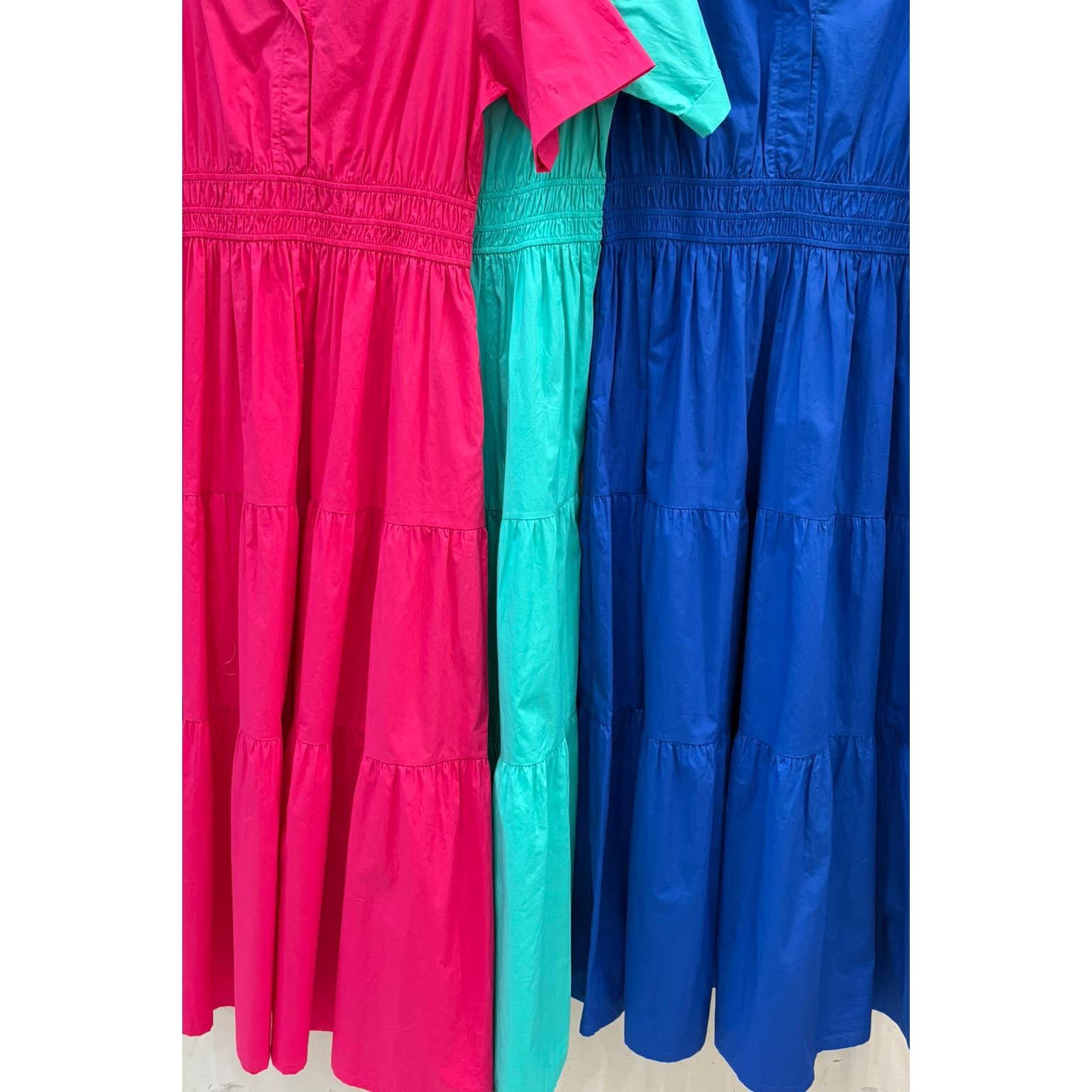 Curve Market - Wholesale Dress - Women's - PLUS SIZE COTTON POPLIN COLLARED ELASTIC WAIST WITH POCKETS 2